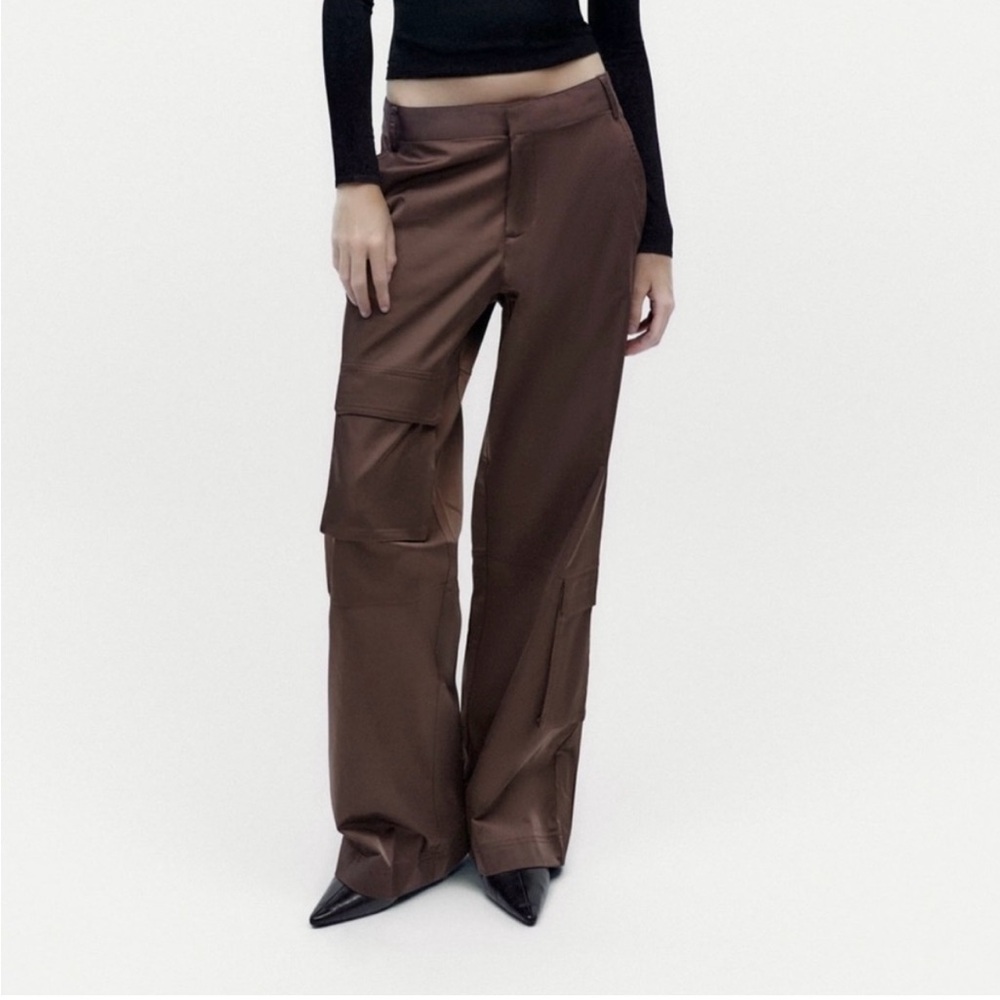 Zara satin multi pocket cargo pant